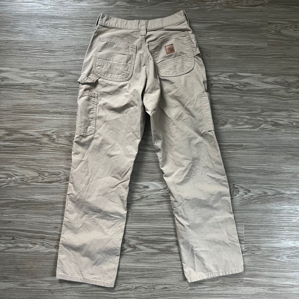 Carhartt Mens Canvas Carpenter Pants Tan Khaki Utility Workwear 29x30 - Picture 2 of 8